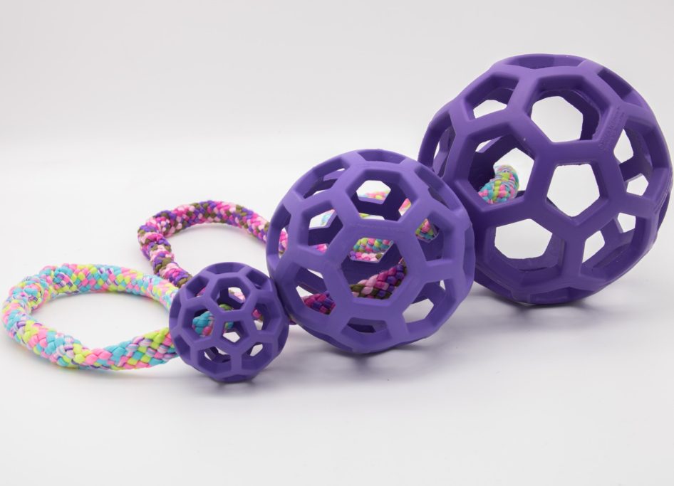 Gitterbälle in lila mit Seil